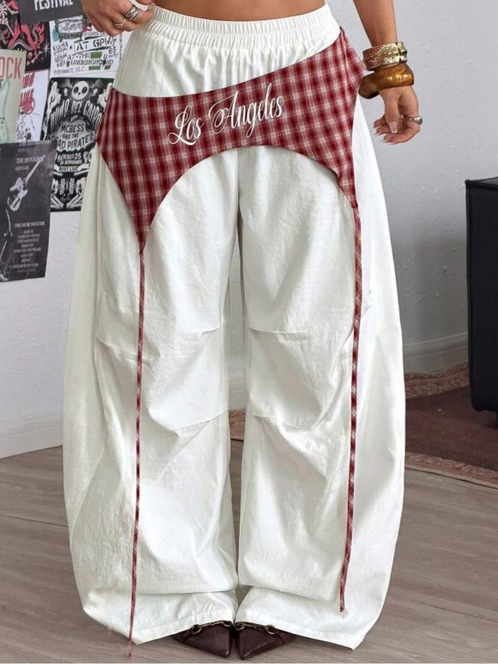 White Wide-Leg Parachute pants